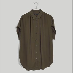 Madewell Central Drapey Shirt | Kale | Size Large